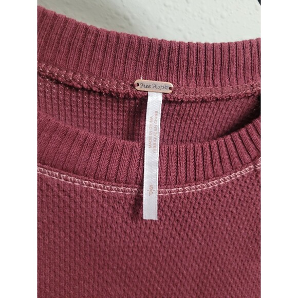 Free People We The Free Rio Vino Mixed Media Thermal Waffle Knit Top NWT Size S - Picture 2 of 9